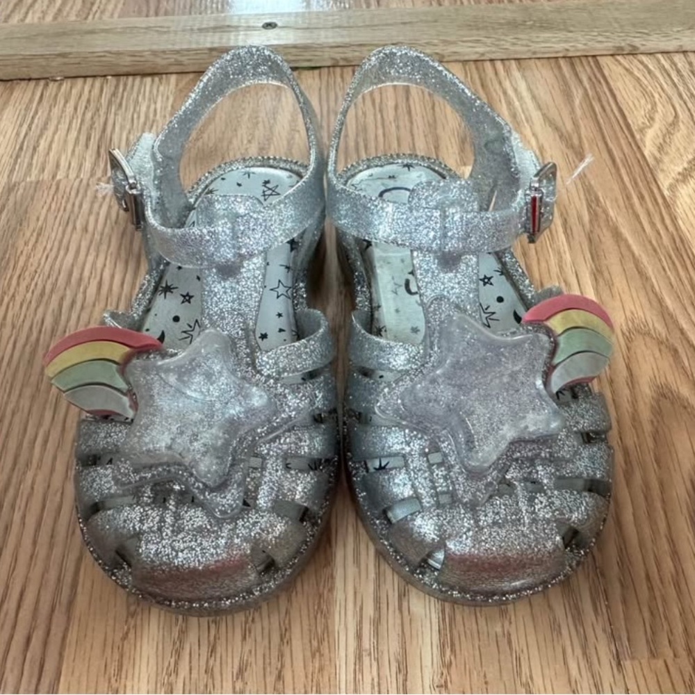 Mini Melissa Silver Glitter Sandals